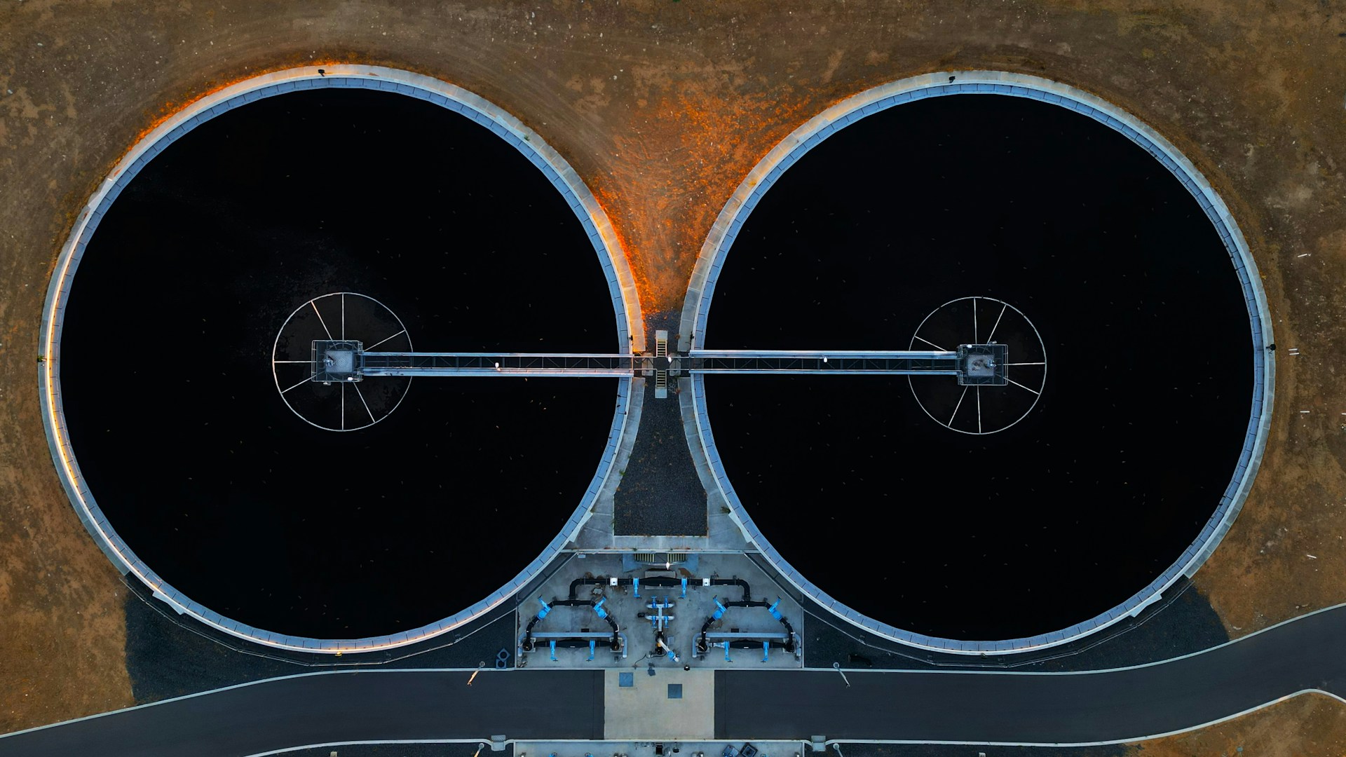 Aerial view of a water treatment works